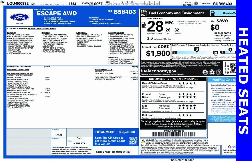 New 2025 Ford Escape Active SUV
