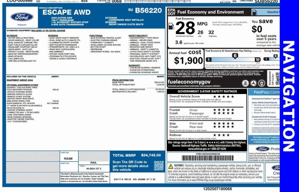 New 2025 Ford Escape Active SUV