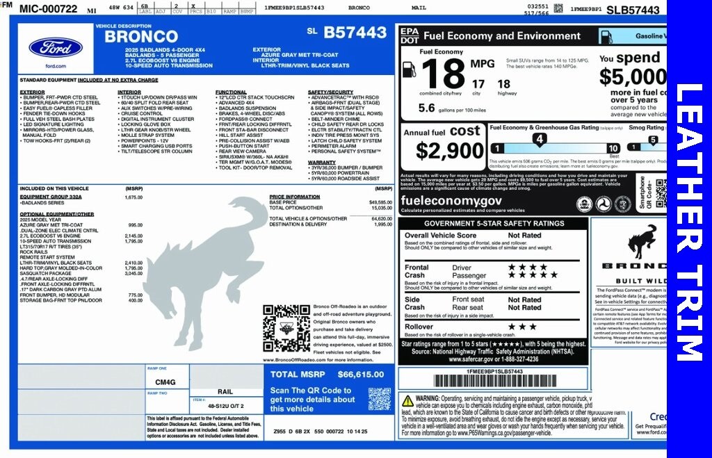 New 2025 Ford Bronco Badlands SUV