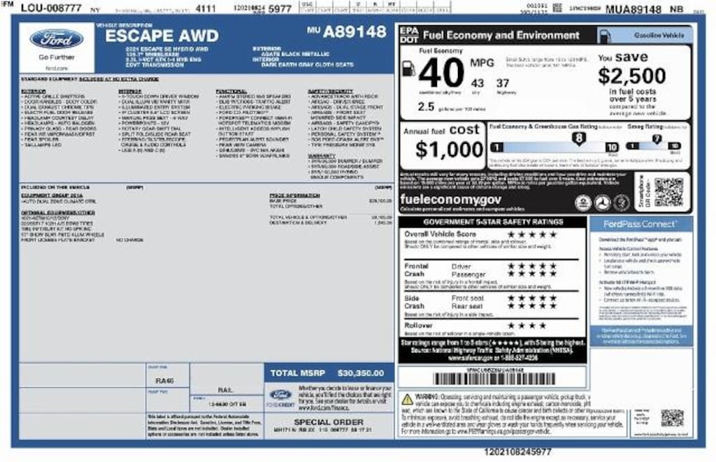 Used 2021 Ford Escape Hybrid SE SUV
