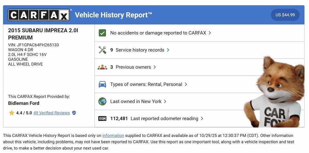 Used 2015 Subaru Impreza 2.0i Premium Sedan
