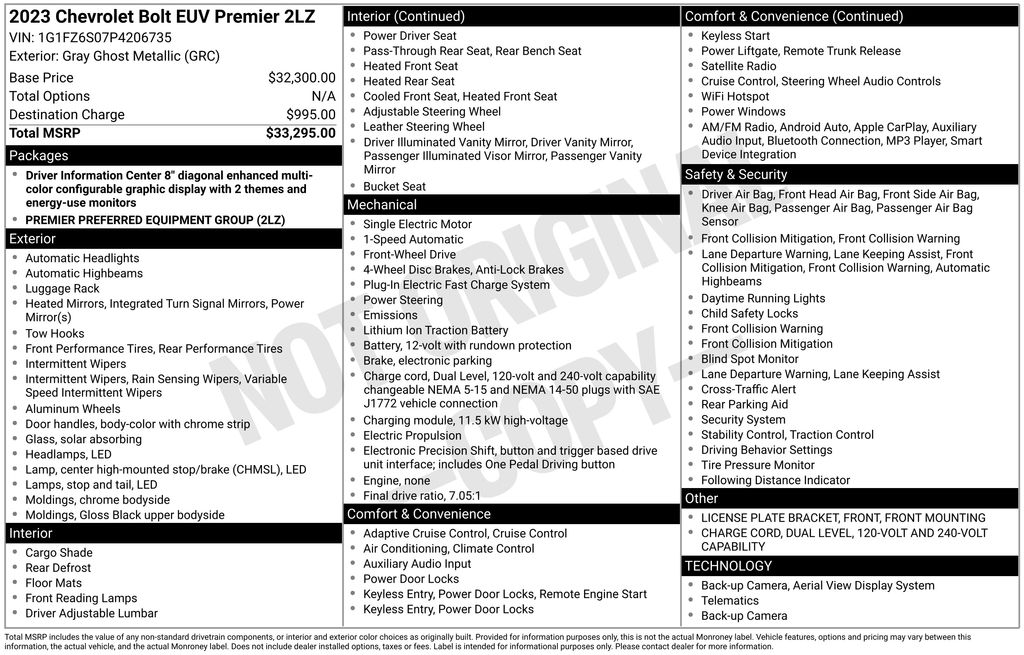 Used 2023 Chevrolet Bolt EUV Premier with VIN 1G1FZ6S07P4206735 for sale in Auburn, NY