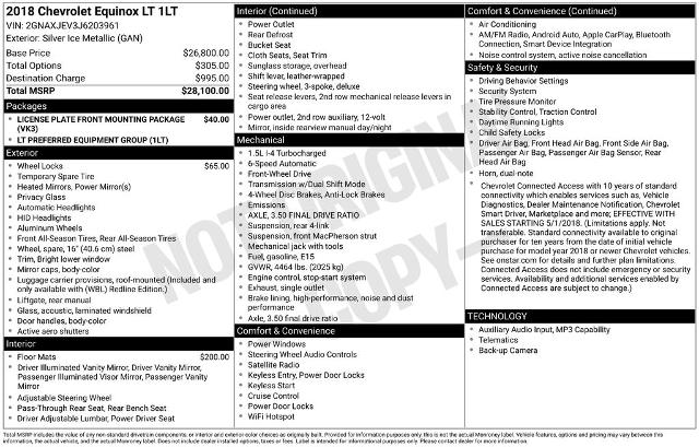 Used 2018 Chevrolet Equinox LT with VIN 2GNAXJEV3J6203961 for sale in Auburn, NY