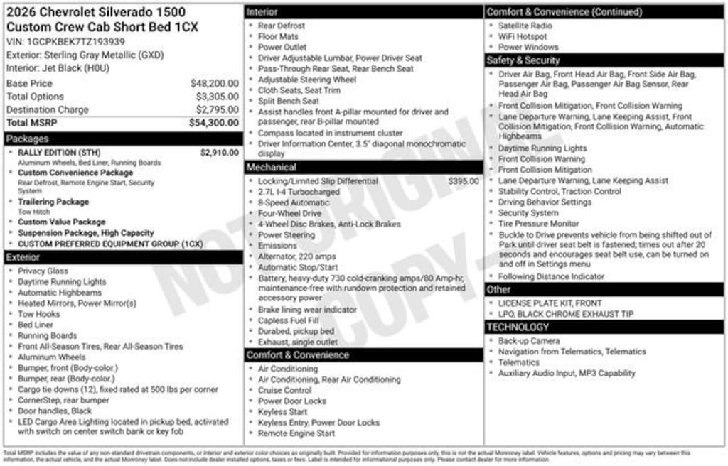 New 2026 Chevrolet Silverado 1500 Custom Truck