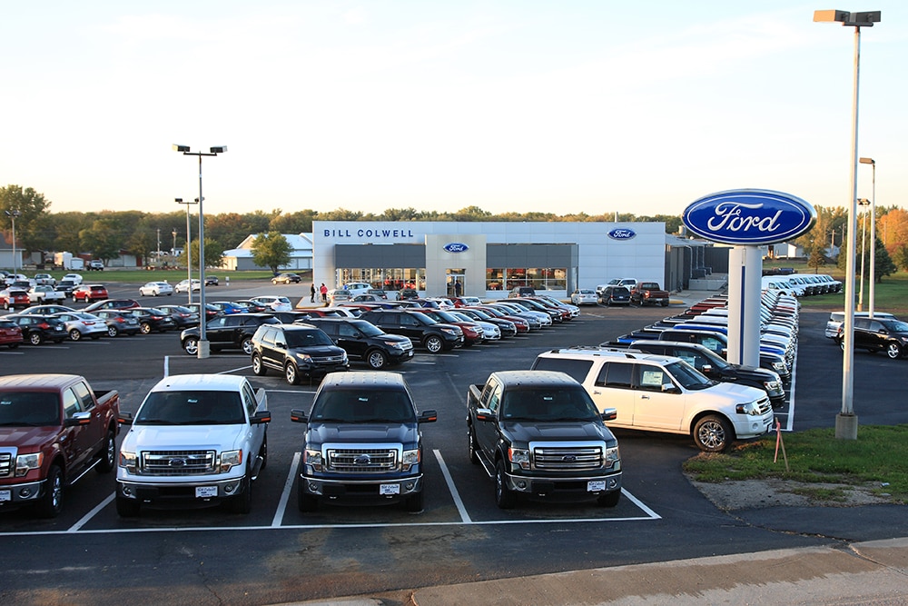 The new Bill Colwell Ford dealership building in Hudson, Iowa, completed in 2013