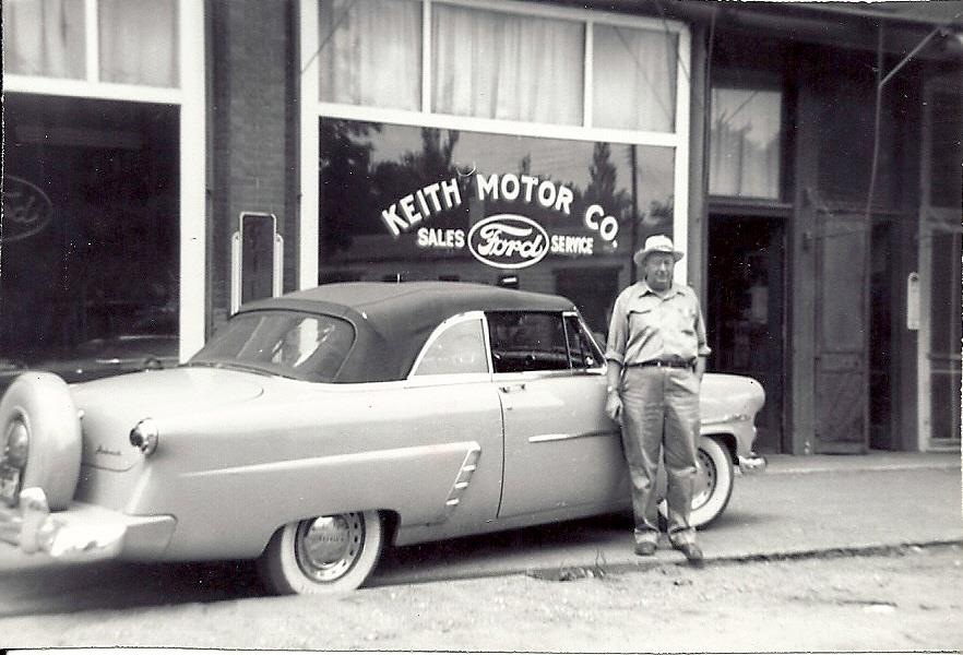 The Keith family's Ford dealership in Hudson, Iowa, 1951