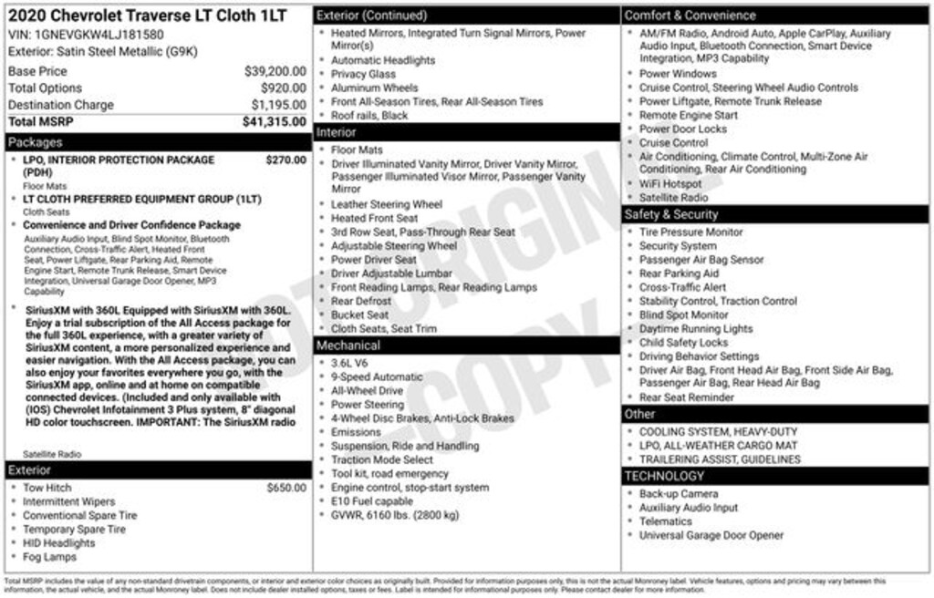 Used 2020 Chevrolet Traverse LT SUV
