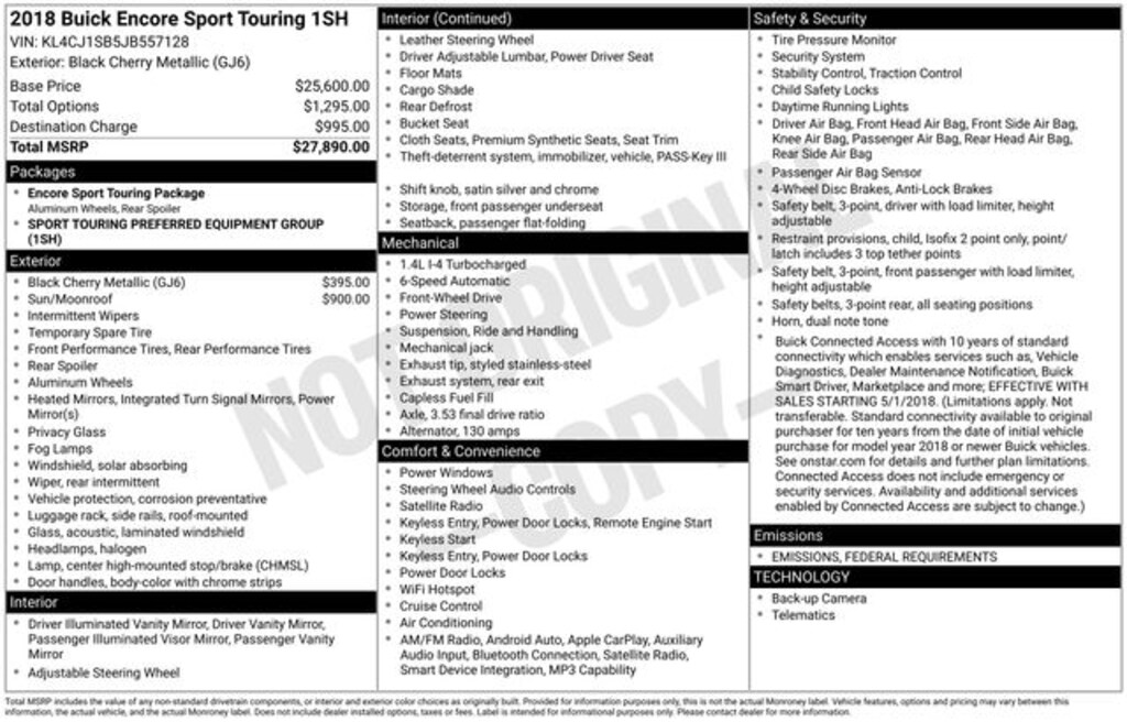 Used 2018 Buick Encore Sport Touring SUV