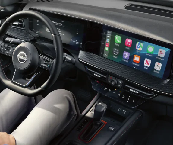 Nissan Kicks interior dash layout showing the 12.3-inch touchscreen fitted to every Kicks trim