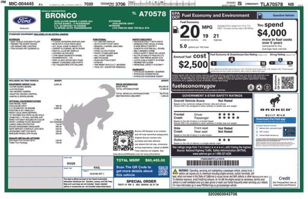 New 2026 Ford Bronco Outer Banks SUV