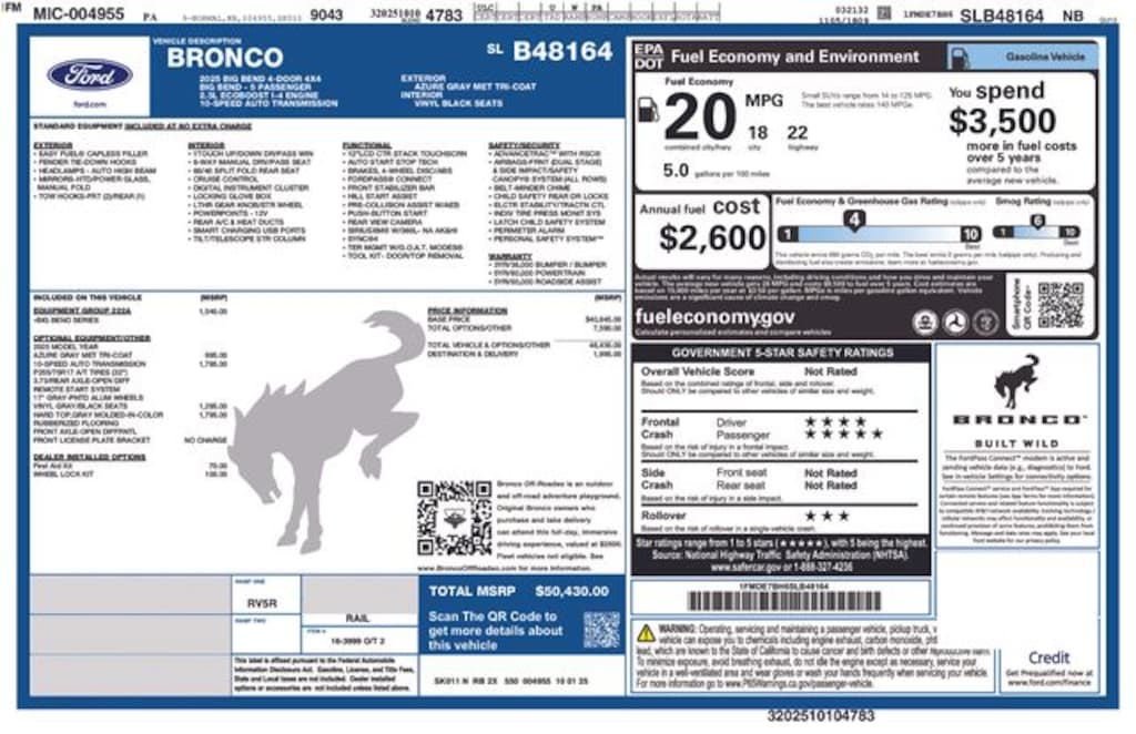 New 2025 Ford Bronco Big Bend SUV