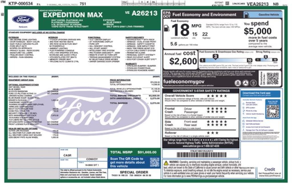 New 2027 Ford Expedition Max Platinum SUV