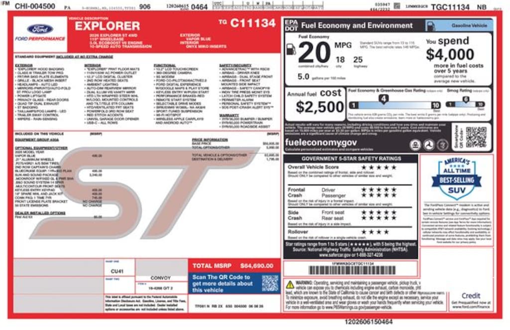 New 2026 Ford Explorer ST SUV