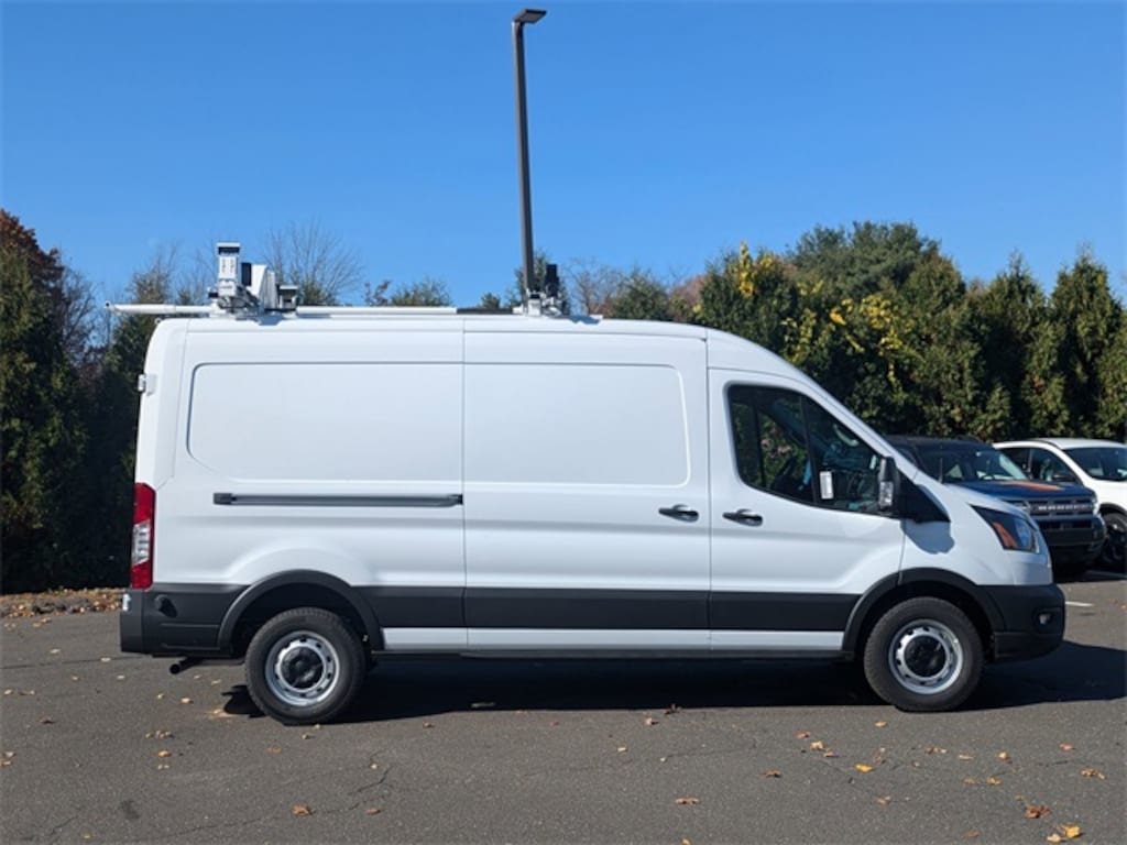 New 2024 Ford Transit Cargo Van w/ Electrical Contractors Upfit Van Medium Roof Van