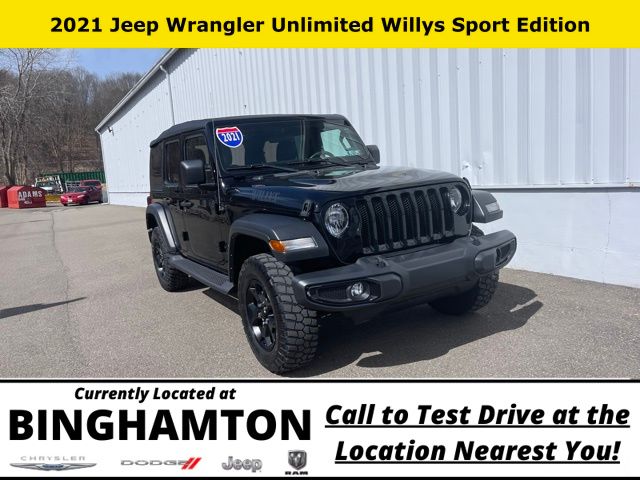 Used 2021 Jeep Wrangler Unlimited Willys Sport with VIN 1C4HJXDN1MW815227 for sale in Binghamton, NY