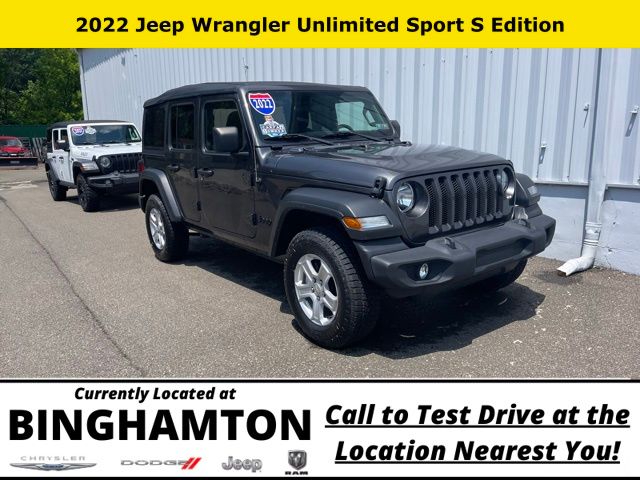 Used 2022 Jeep Wrangler Unlimited Sport S with VIN 1C4HJXDG1NW175166 for sale in Binghamton, NY