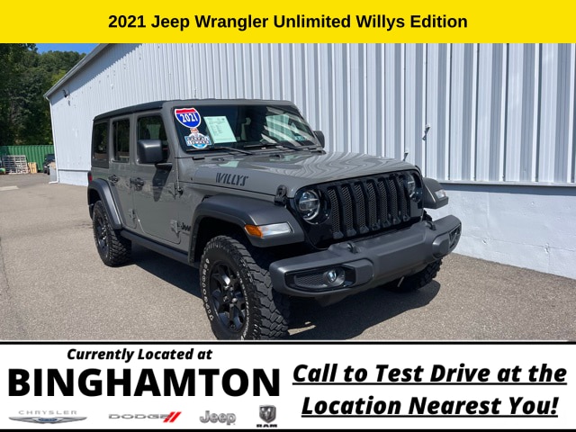 Used 2021 Jeep Wrangler Unlimited Willys with VIN 1C4HJXDN8MW556221 for sale in Binghamton, NY