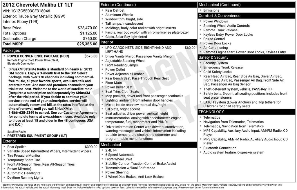2012 Chevrolet Malibu LT w/1LT vehicle photo 4