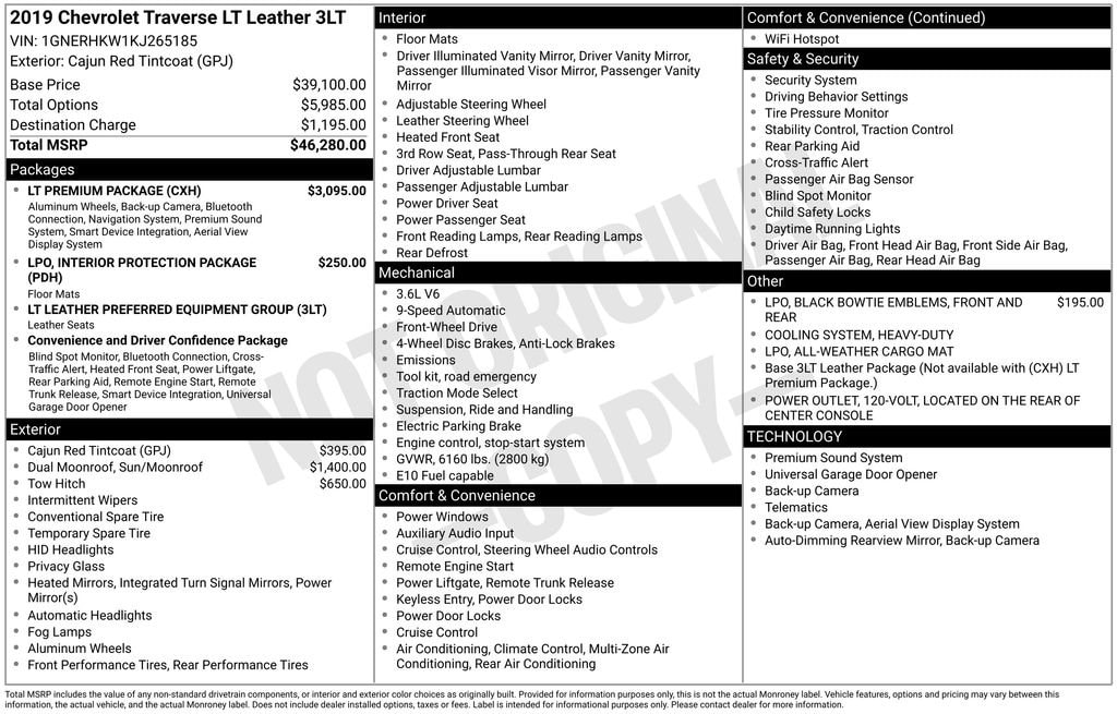 2019 Chevrolet Traverse LT Leather image 5
