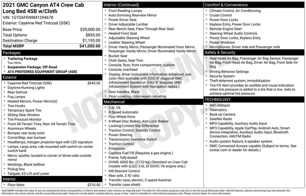 2021 GMC Canyon 4WD AT4 w/Cloth image 4
