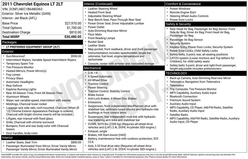 2011 Chevrolet Equinox LT w/2LT vehicle photo 4