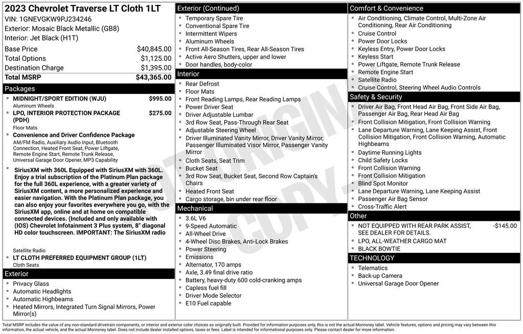 2023 Chevrolet Traverse LT Cloth image 28