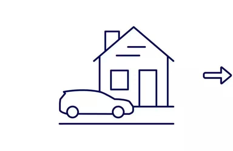Illustration of a vehicle being picked up from a house