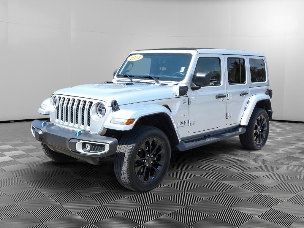 Used 2023 Jeep Wrangler 4xe Sahara 4XE with VIN 1C4JJXP62PW514511 for sale in Bloomington, IN