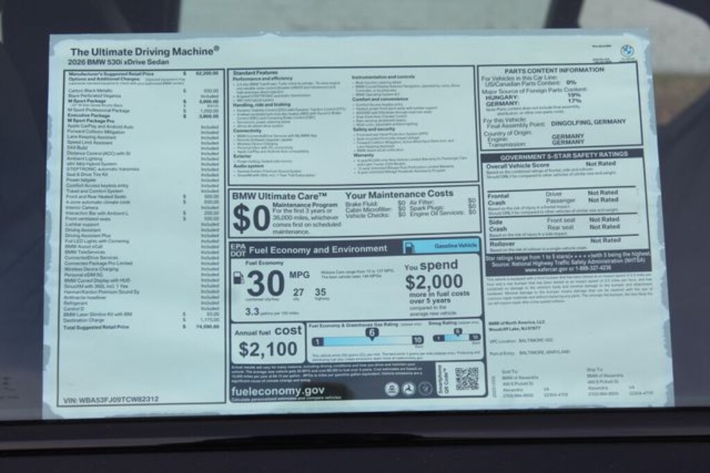 New 2026 BMW 5 Series 530i xDrive Sedan