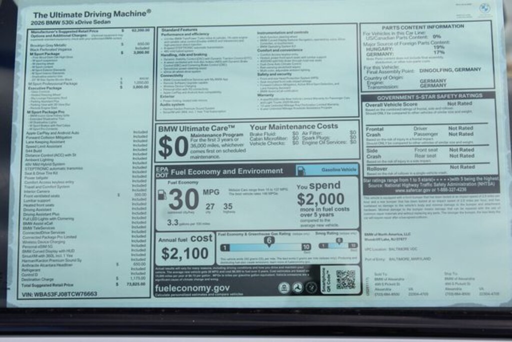 New 2026 BMW 5 Series 530i xDrive Sedan