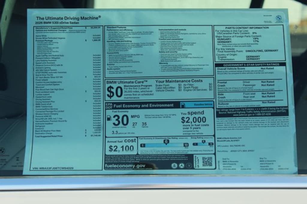 New 2026 BMW 5 Series 530i xDrive Sedan