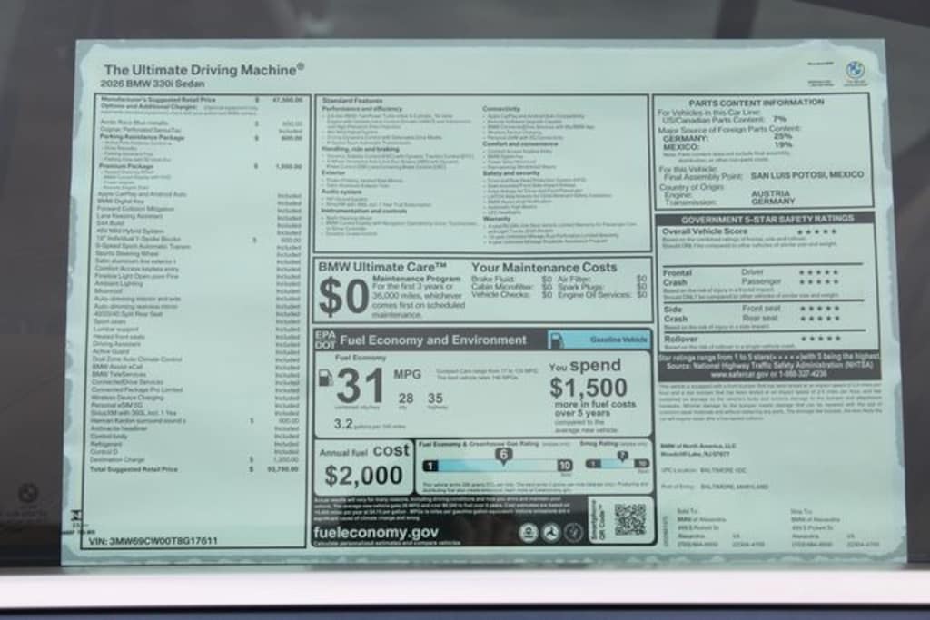 New 2026 BMW 3 Series 330i Sedan