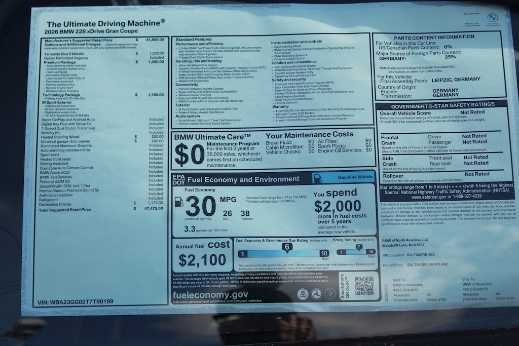 New 2026 BMW 2 Series 228 Gran Coupe Sedan