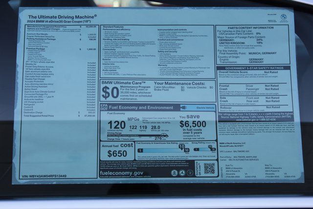Certified 2024 BMW i4 35 with VIN WBY43AW04RFS13449 for sale in Alexandria, VA