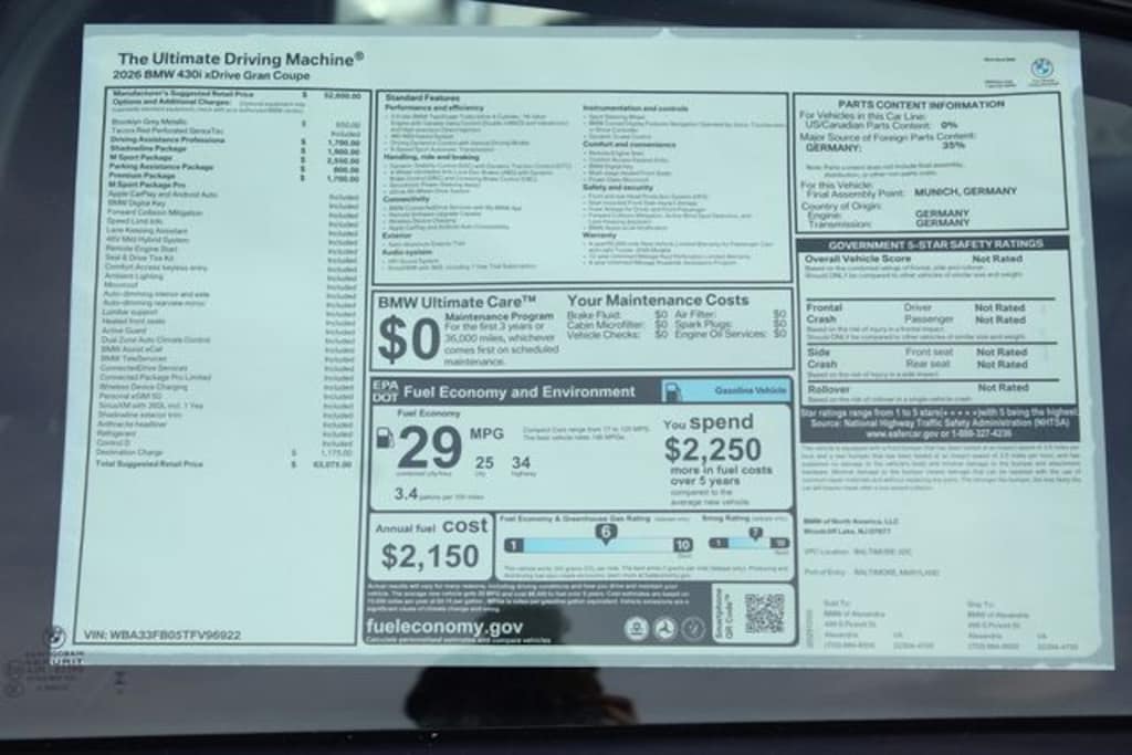 New 2026 BMW 4 Series 430i Gran Coupe Hatchback