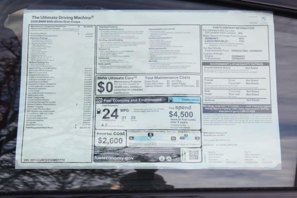 New 2026 BMW 8 Series 840 Sedan