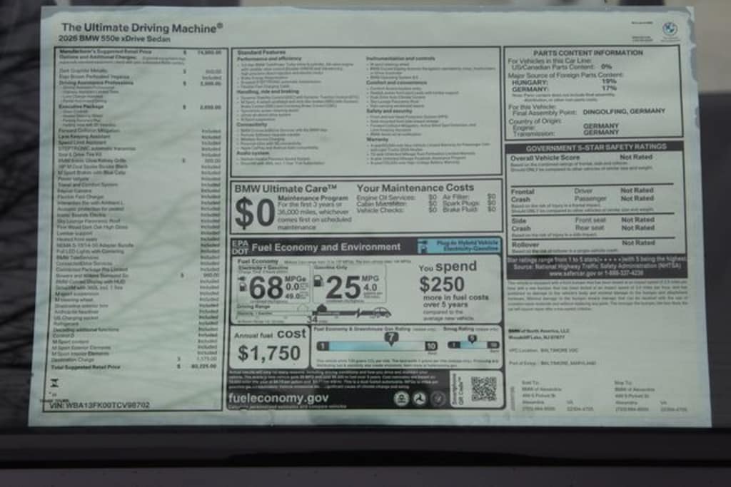 New 2026 BMW 5 Series 550e xDrive Sedan