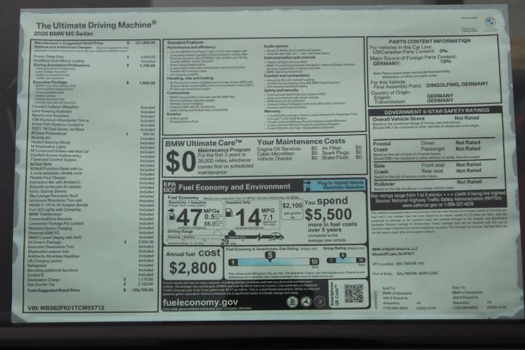 New 2026 BMW M5 Base Sedan