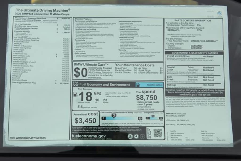 New 2026 BMW M4 Competition Coupe