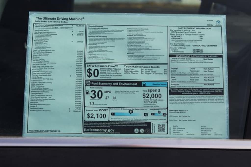 New 2026 BMW 5 Series 530i xDrive Sedan