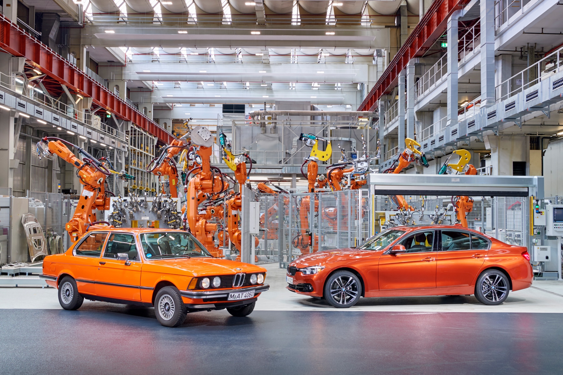 BMW 3-Series models in orange