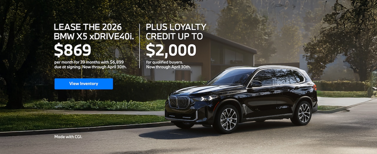 2026 X5 lease starting at \$869 per month for 39 months