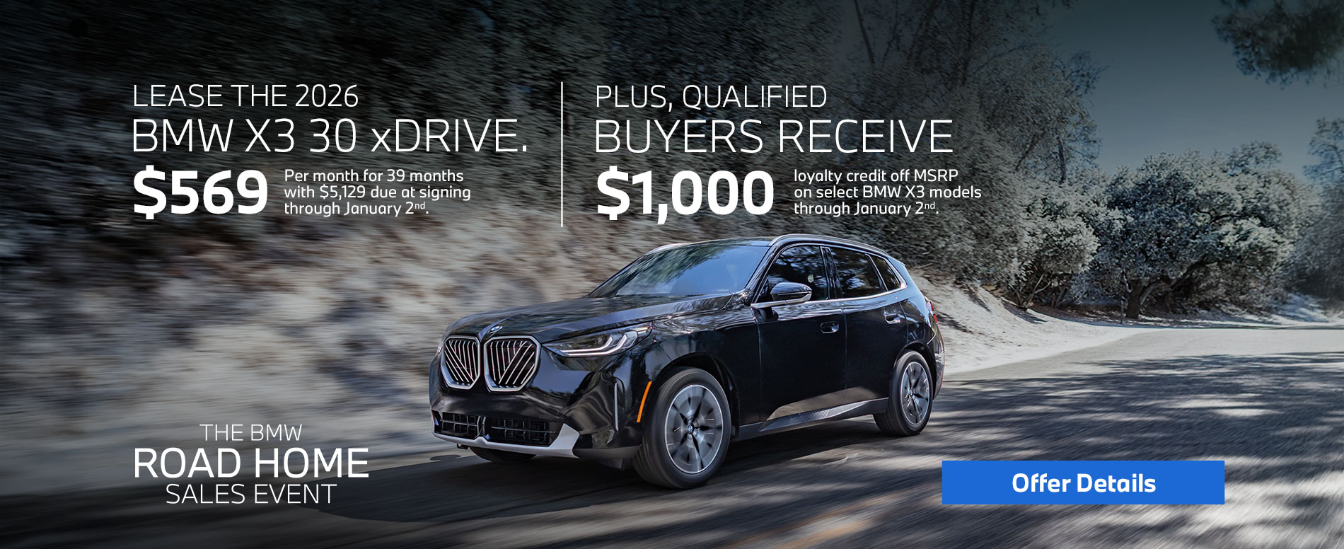 LEASE THE 2026 BMW X3 30 xDRIVE.