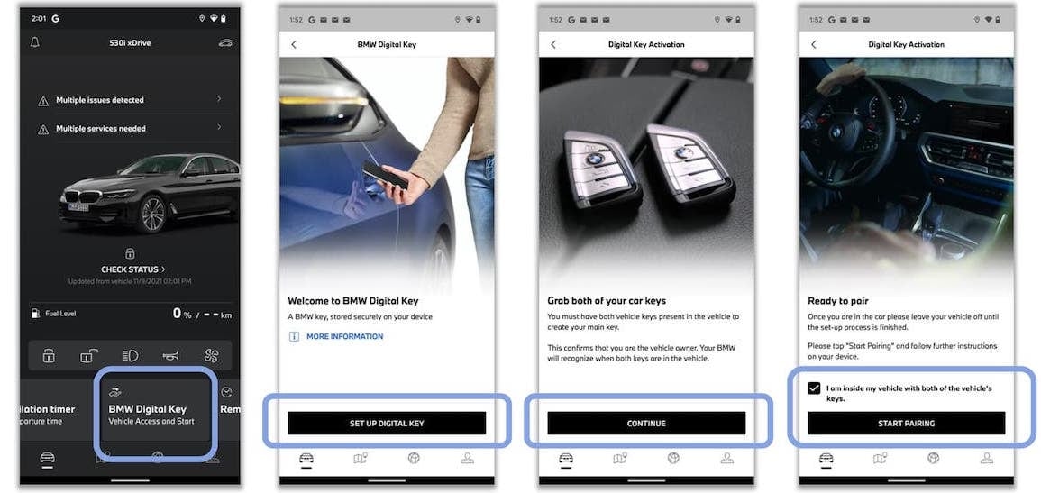 BMW Digital Key sharing instructions for Google Pixel