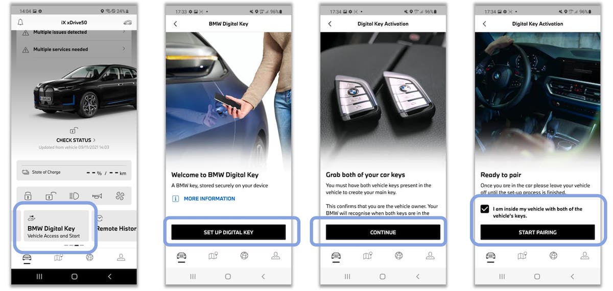 BMW Digital Key sharing instructions for Samsung Galaxy