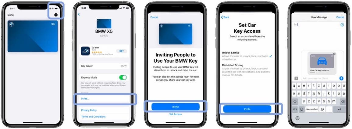 BMW Digital Key sharing instructions for iPhone