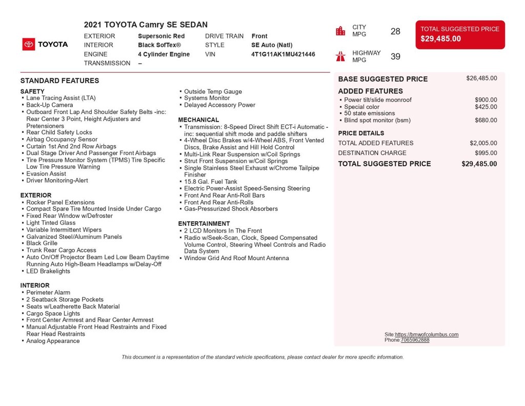 Used 2021 Toyota Camry SE Sedan