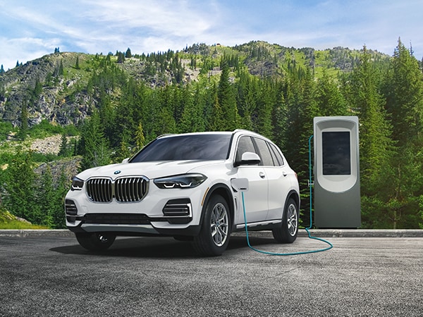 New BMW X5 Plug-in Hybrid SUV battery charging.
