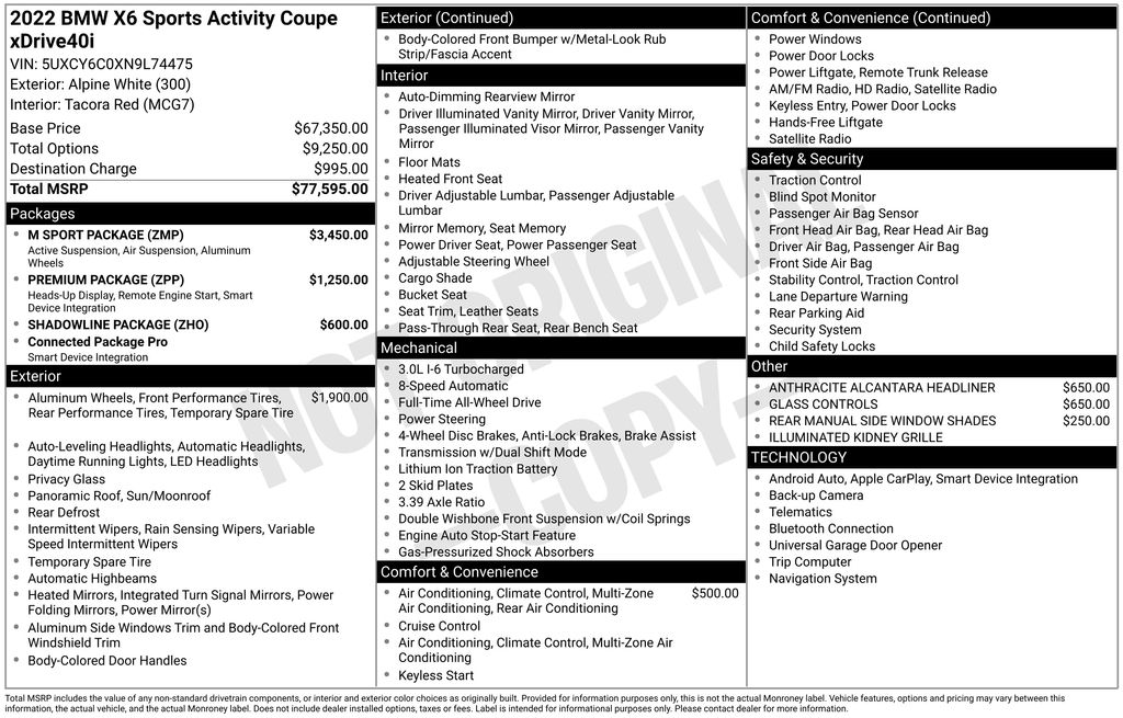 2022 BMW X6 xDrive40i photo 6