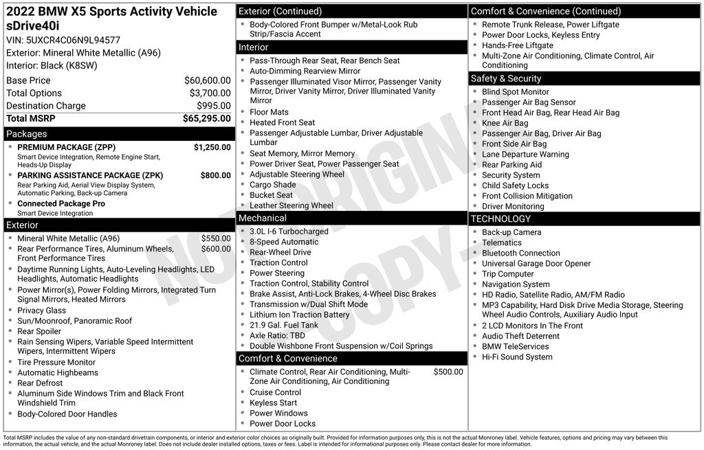 2022 BMW X5 sDrive40i photo 6